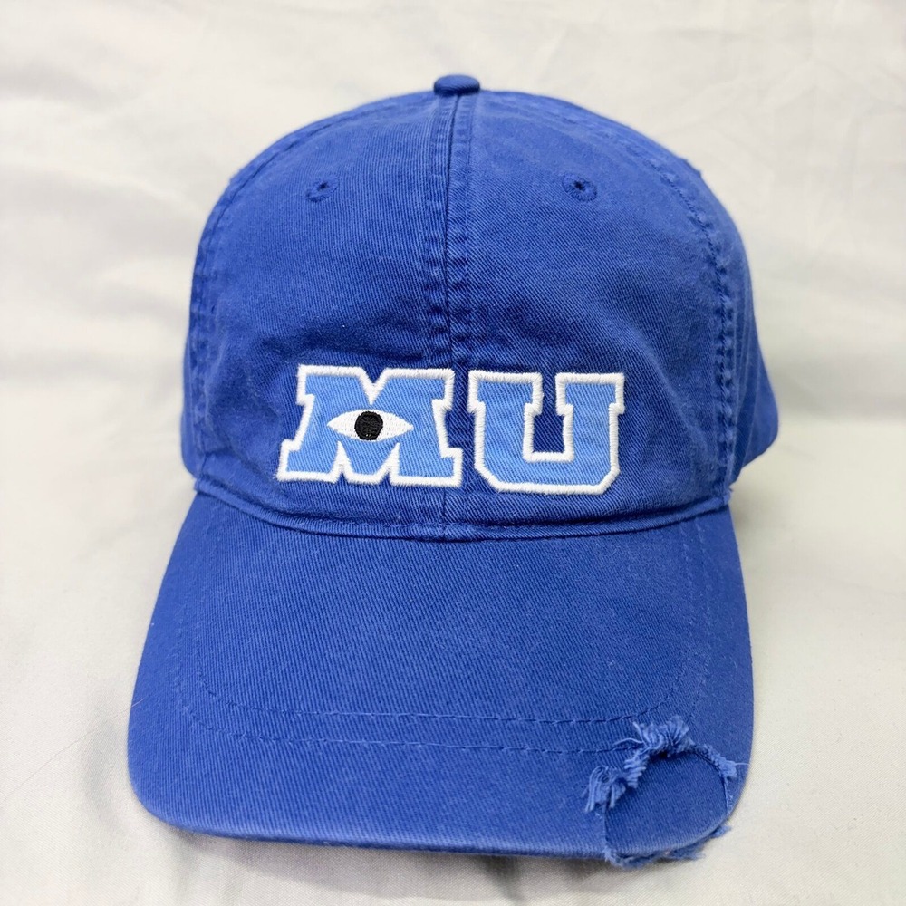 Disney Parks Monsters University Hat Unisex Adult OSFM Blue Distressed MU Cap